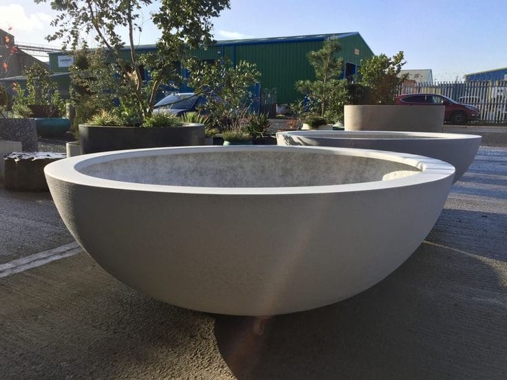 Large-format planter made for a resort installation
