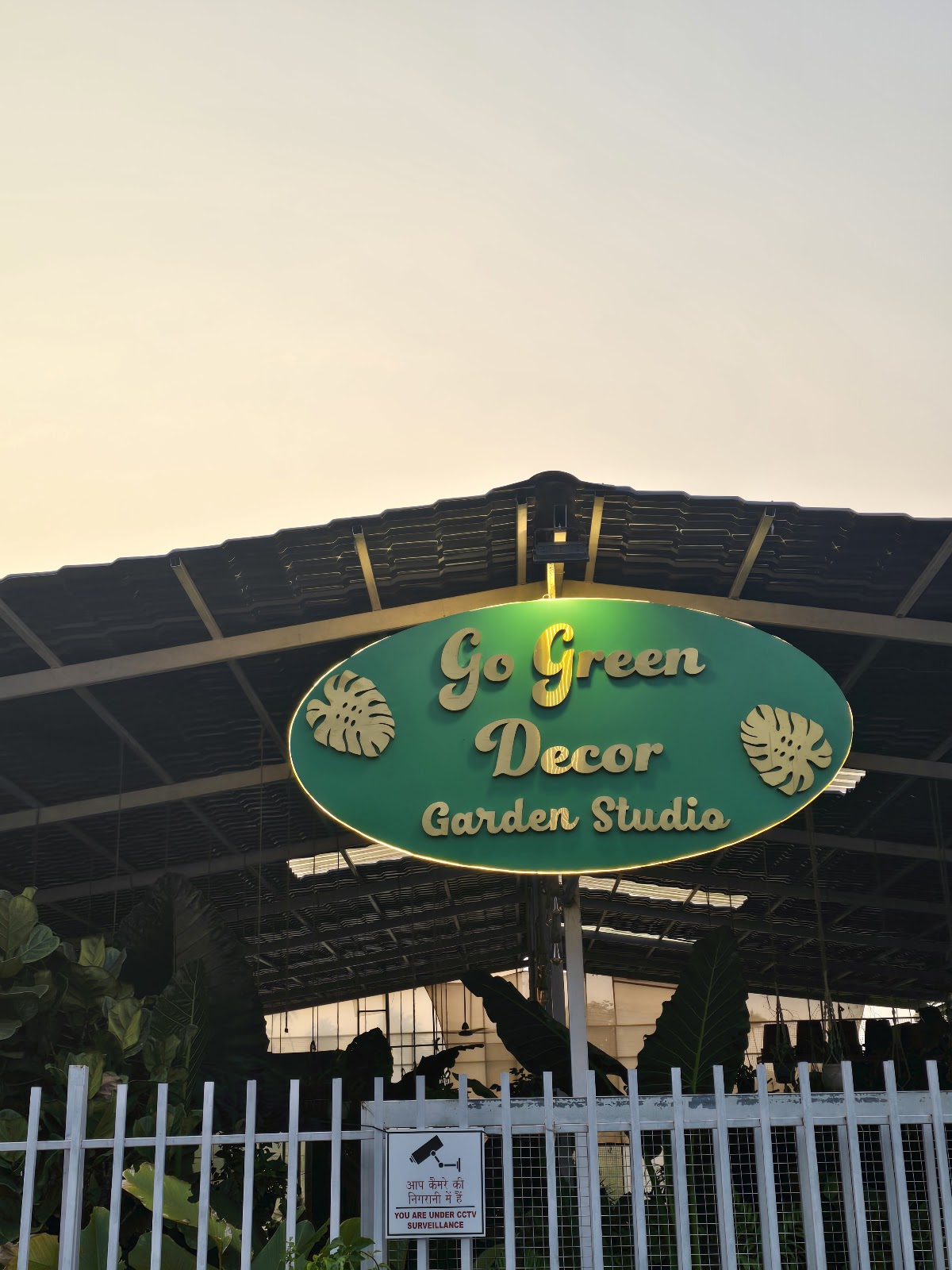 Go Green Decor Garden Studio signage at the Anjuna nursery